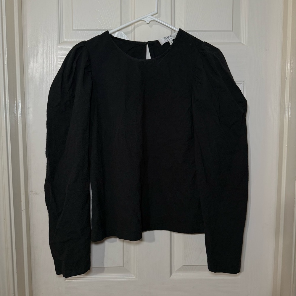 Sea New York Long Sleeve Top With Neck Warmer Women's Size 6 Black